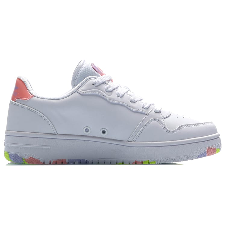 LiNing Slip-Resistant Lightweight Balance Wear-Resistant Low-Top Skateboard Shoes Women's White Purple AGCR342-1