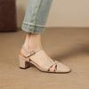Krazing Pot Sheep Skin Med Heels European Design Summer Size 40 Round Toe Circle Buckle Straps Women Pumps