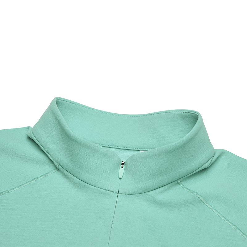 Fila Stand Collar Half Zip Knit Long Sleeve T-Shirt Women Tops Gray-Green A11W517203FGN