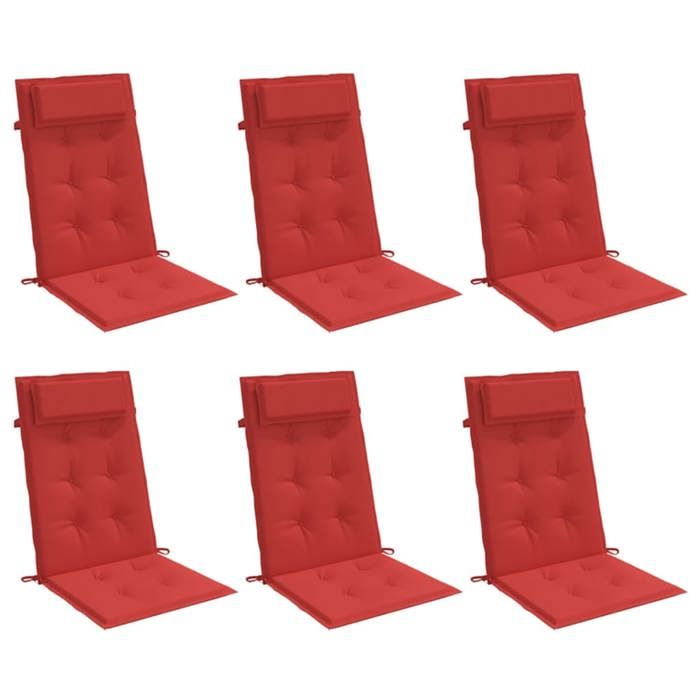 VidaXL High Back Chair Cushions Set of 6 Red Oxford Fabric, Cushion, Chair Cushion, Seat Cushion 361894
