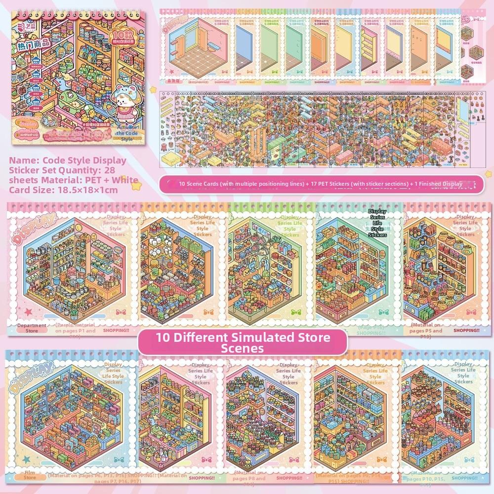 Shop Scene Scenery Stickers 10 Scenes 28 Sheets 3D Stacking Sticker  Children Toy