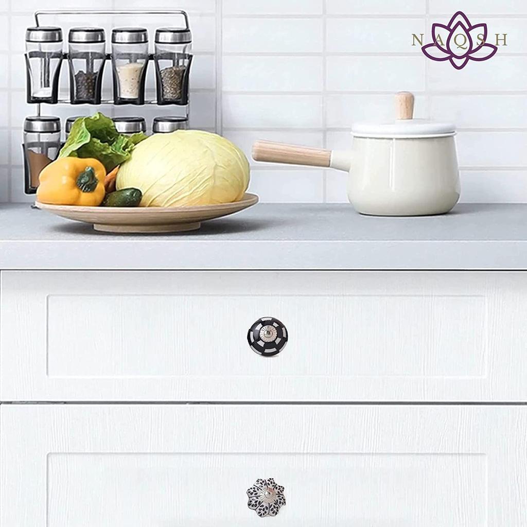 Ceramic Knobs World Door knobs for Drawers Vintage Handmade Blue Mandala Cabinet Handle for Kitchen Wardrobe Furniture (Blue, Pack of 20)