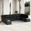 VidaXL 10-Piece Garden Sofa Set with Cushions Black Poly Rattan 3355912