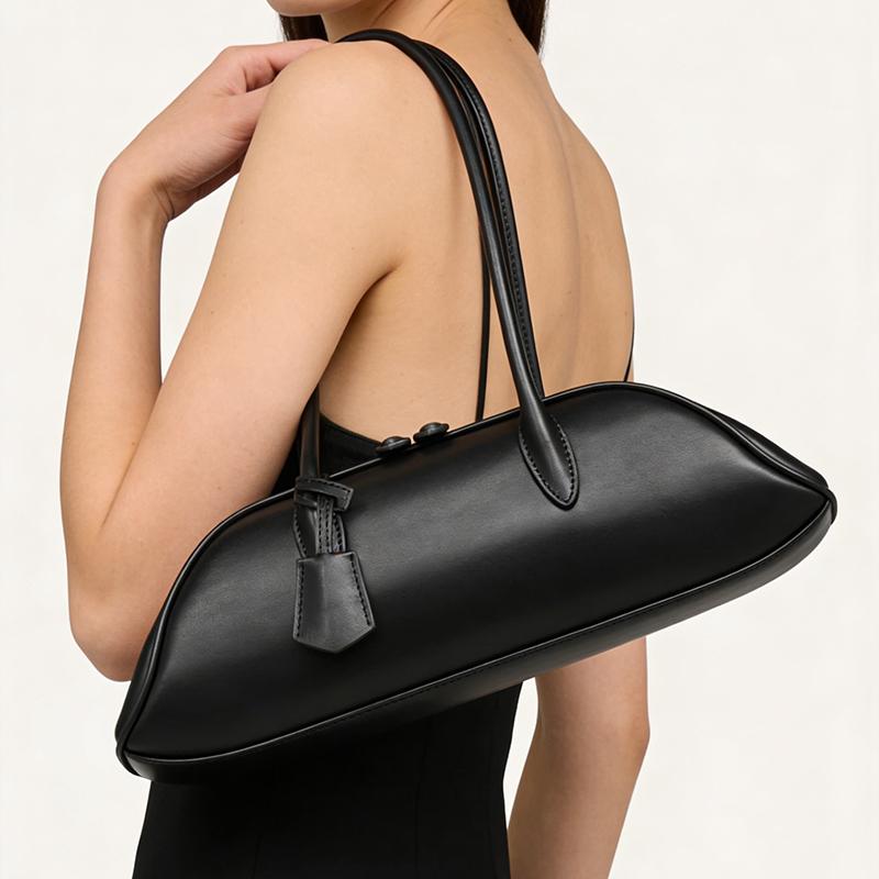 Bolsa de Ombro de Marca Estilosa Versátil Bolsa de Axila Feminina Bolsa de Mão de Luxo de Alta Qualidade Cor Sólida Minimalista Bolsa de Bowling