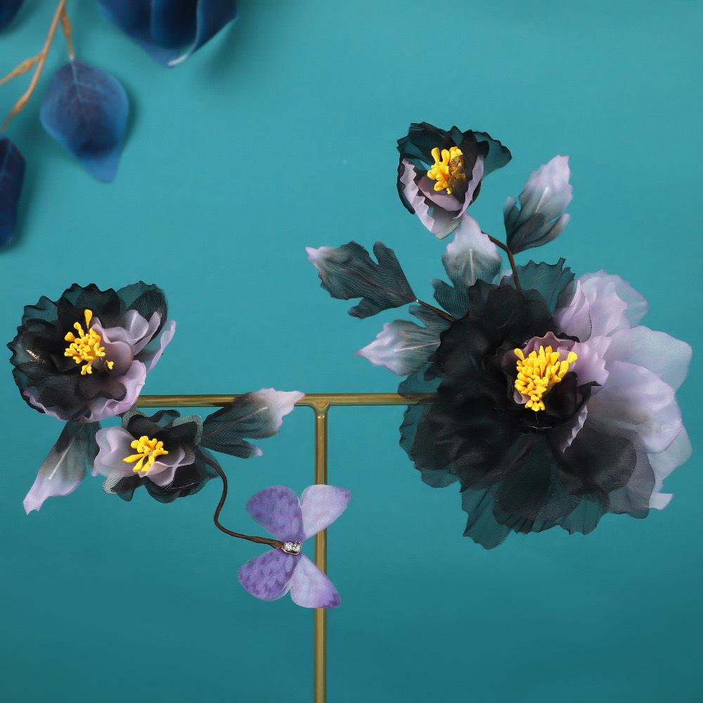 Flower Hair Clips Forks Chinese Hanfu Hair Accessories for Women Hairpin Fork Handmade Vintage Wedding Hair Jewelry Retro Crowns for Girl and Women