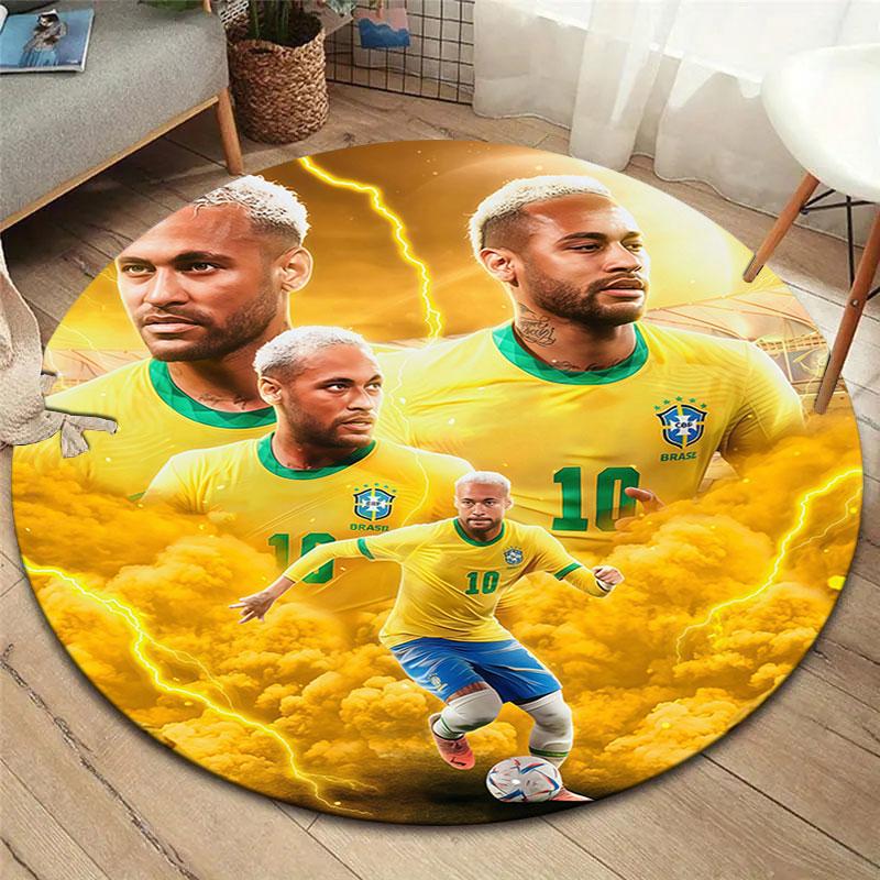 Neymar Round Area Rug,Carpet Rug for Living Room Bedroom Sofa Playroom Decor,Non-slip Floor Mat