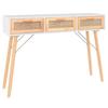 VidaXL Table console Blanc 105x30x75 cm Bois massif pin -rotin naturel 345627