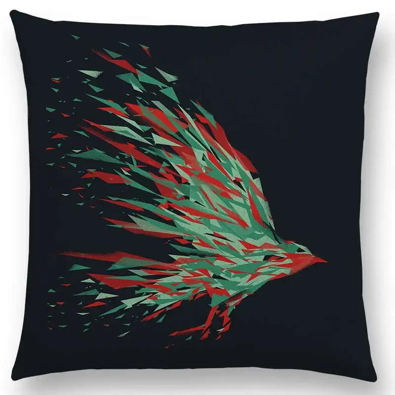 Najnowsze Wspaniałe Kolorowe Ptaki Sztuka Abstrakcyjna Paw Wrona Sowa Orzeł Koliber Poszewka na Poduszkę Sofa Poduszka Dekoracyjna