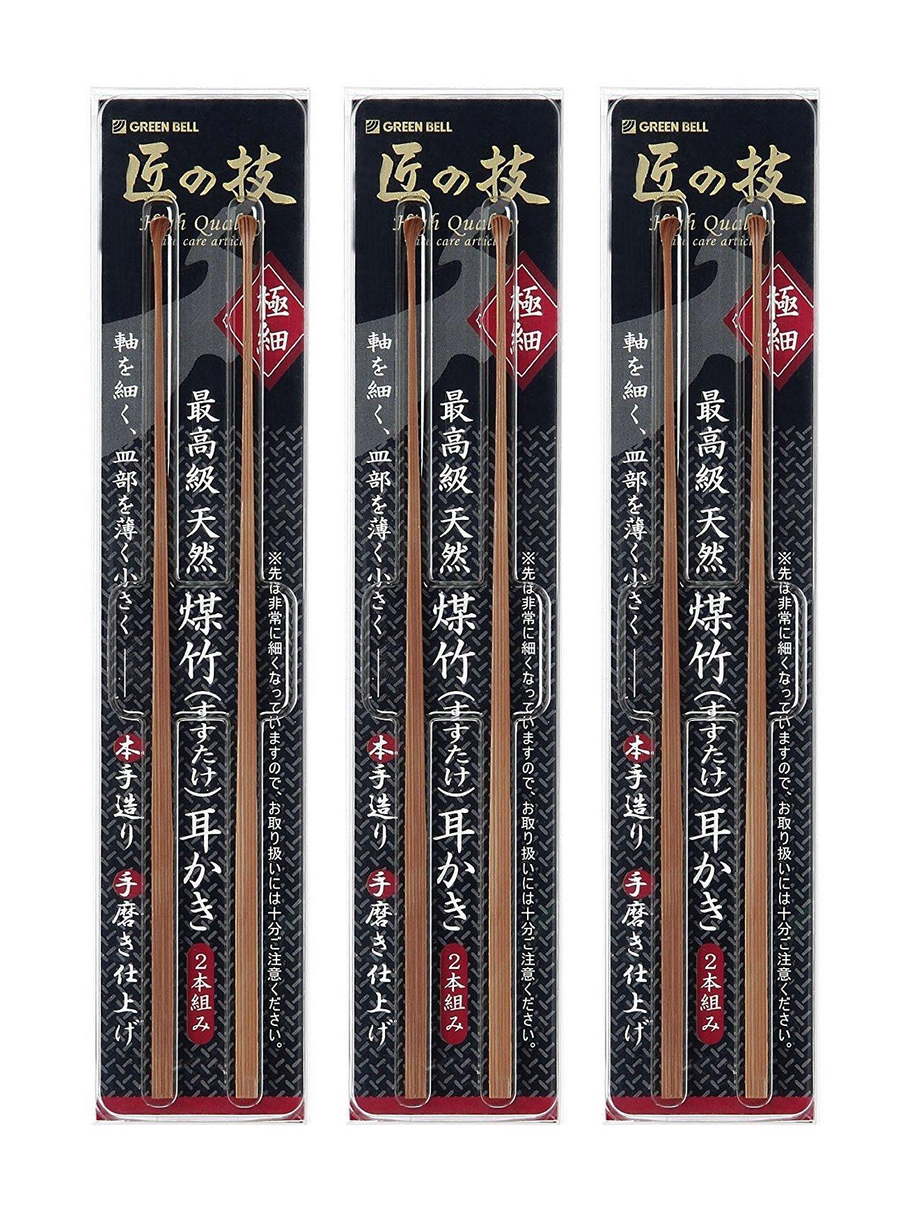 

Green Bell Premium Natural Soot Bamboo Ear Set of Set Artisan s Craftsmanship, Picks, 2, G-2153, 3-Piece