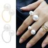 2 Pcs Women Faux Pearl Opening Adjustable Polished Lightweight Electroplated Prom Party Index Finger
