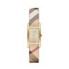Burberry Montre Pioneer Cadran Doré Bracelet Cuir Beige Haymarket pour Femme BU9509