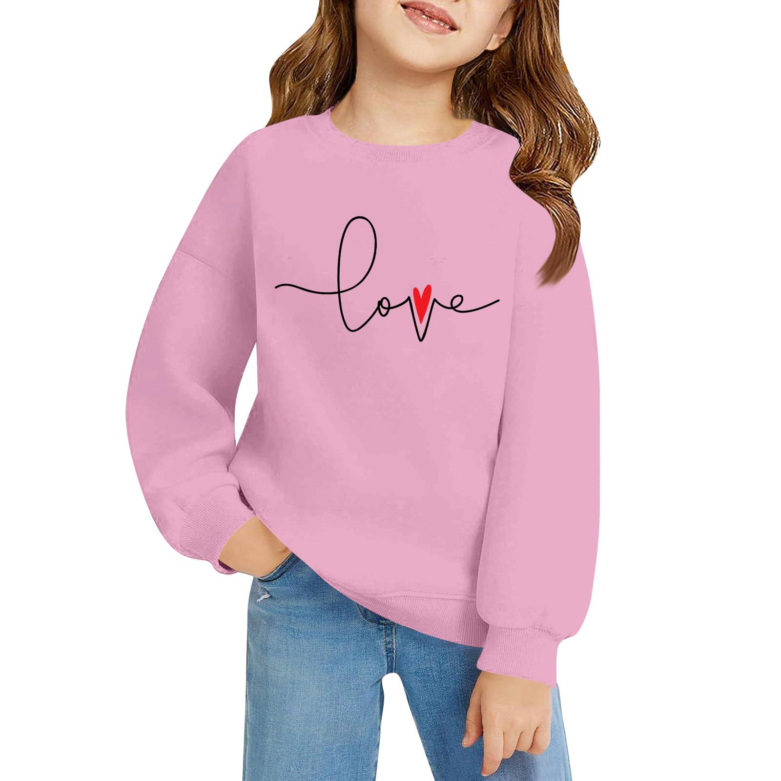

Kids Long Sleeve Loose Pullover Letter Printed Round Neck Sweatshirt 150 рожевий