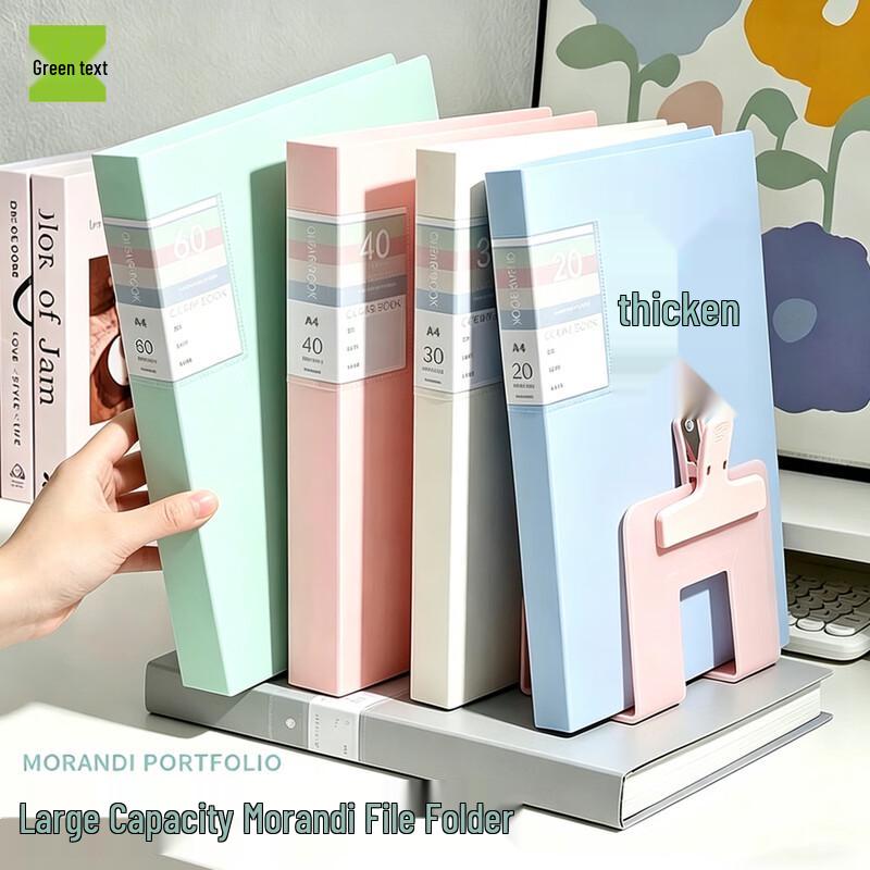 A4 20-Pocket Thickened Document Folder - Morandi Series