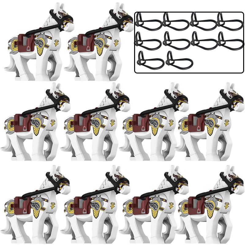 Military Building Blocks Solider Knights Figures Gifts Equipments Accessories Mount Medieval Ancient Warhorse Saddle Horse Rope