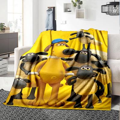 Sheep Dog Friendship Flannel Blanket Super Soft Warm Cozy Blanket For Sofa Bed Office Travel Allseason Home Decor Gift