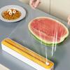 New 2-in-1 Plastic Wrap & Foil Dispenser with Slide Cutter - Durable Kitchen Organizer with Suction Cup Base for Home Use