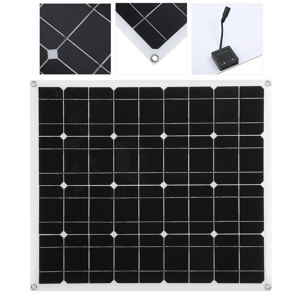 60W 18V Solar Panel IP65 Monocrystalline Dual USB 12V/5V DC Flexible Battery Charger for Car RV Boat