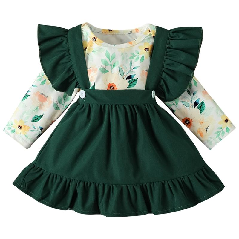 

Комплект детской одежды для малышей, комбинезон с длинными рукавами и рюшами, верхняя юбка-комбинация и повязка на голову с бантом