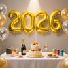 2026 Aluminum Foil Number Balloons 16 Inch Crown Connected Number Balloon New Year's Day Christmas Eve Festival Party Ballons