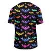 Herren Freizeit-Corduroy-Kurzarmhemd Leicht Atmungsaktiv Rundhalsausschnitt Oberteil Halloween-Muster Design Bequeme Passform