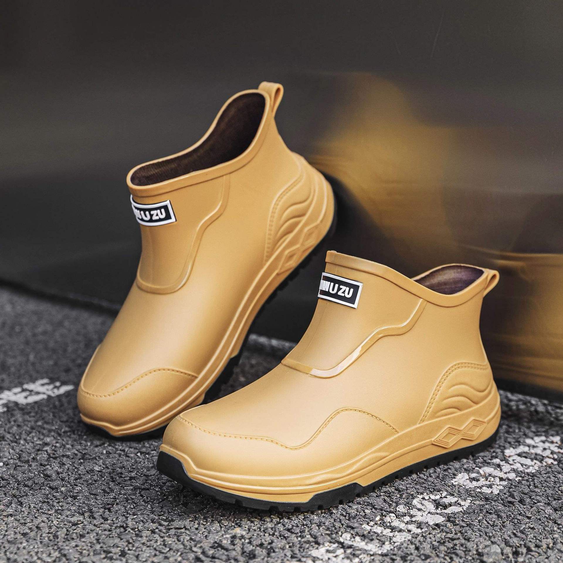 

Wear-resistant rain shoes men s non-slip waterproof shoes outdoor fishing rain boots cotton thermal short tube platform kitchen work shoes 44