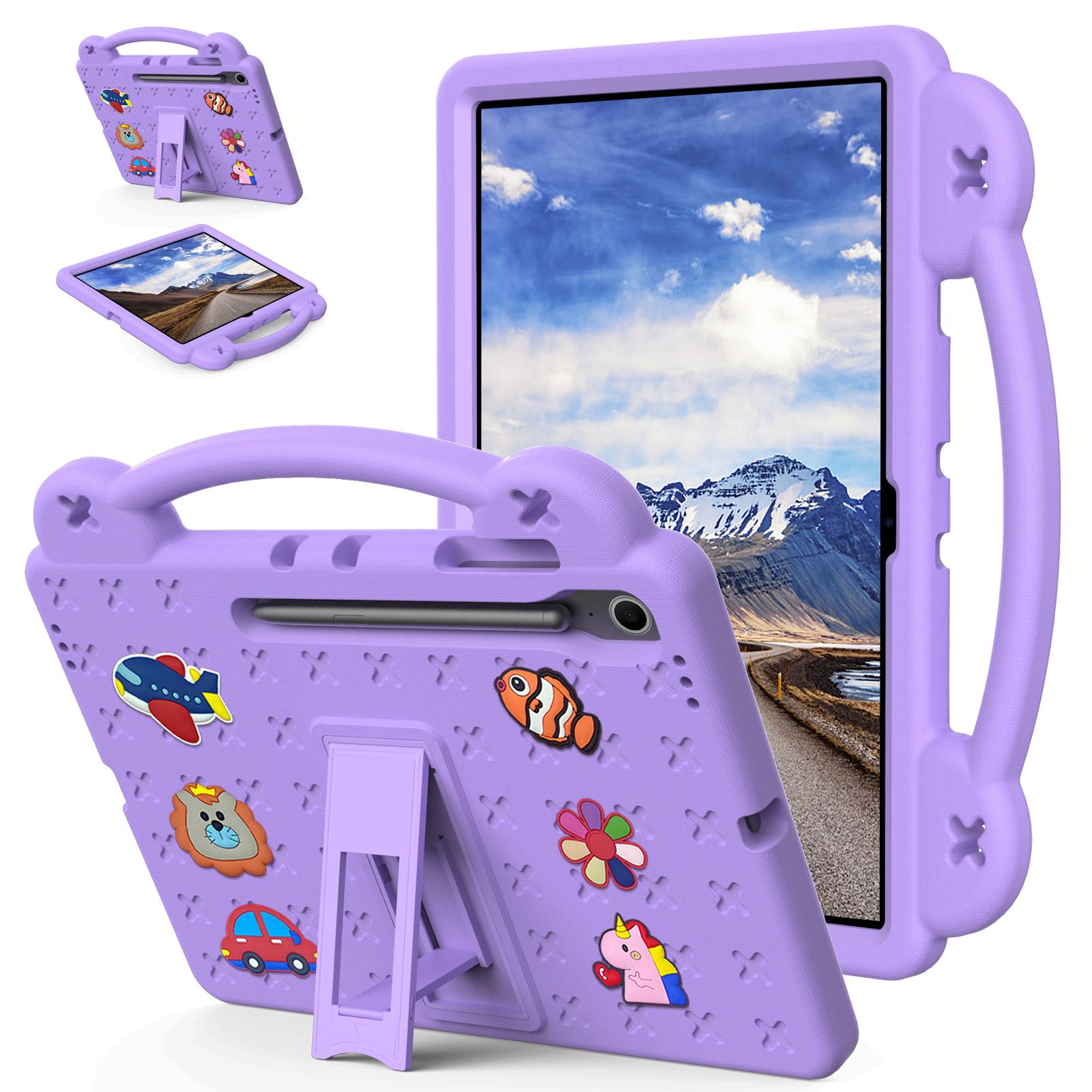 

EVA Kickstand Case For Samsung Galaxy Tab S10 FE Plus 2025 13.1 inch SM-X620 X626 Kids Funda DIY Cover With Portable Hand Holder S10FE Plus X620 X626 фиолетовый