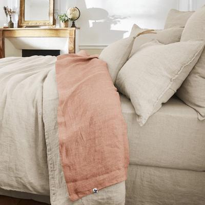 Drap Plat "Soline" Toutes Dimensions Lin Lavé - 270x300 - Vieux Rose