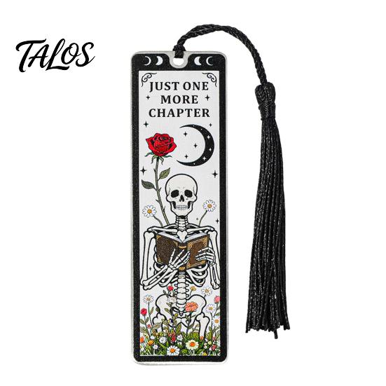 Durable Metal Bookmark Tarot Card Bookmark, Stainless Steel Skeleton Pattern Page Marker, Thin Holder Book Mark for Students Reading, Gothic Halloween