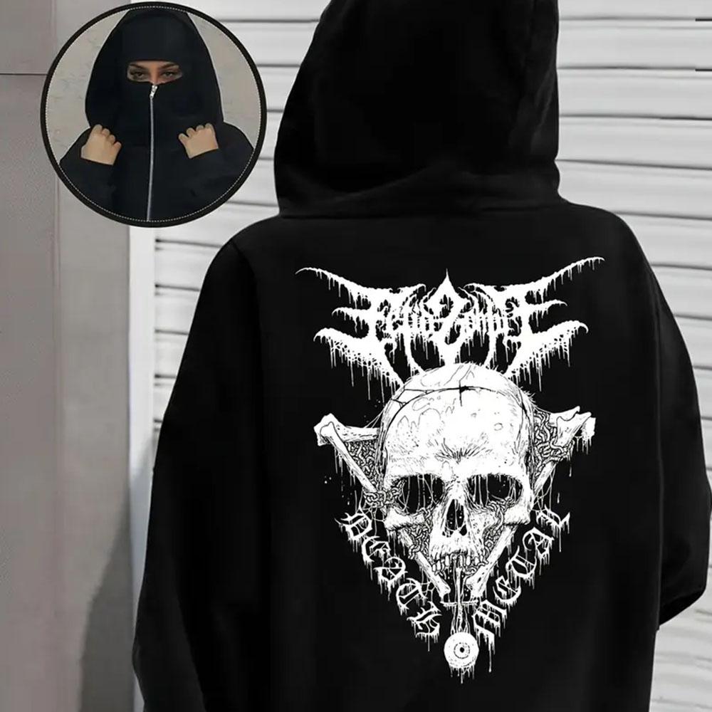 Men's Zipper Hooded Jacket, Zipper Closure Design Suitable for Daily Y2K Gothic Casual Jacket, Fashionable Zipper Hooded Sports High-quality Jacket