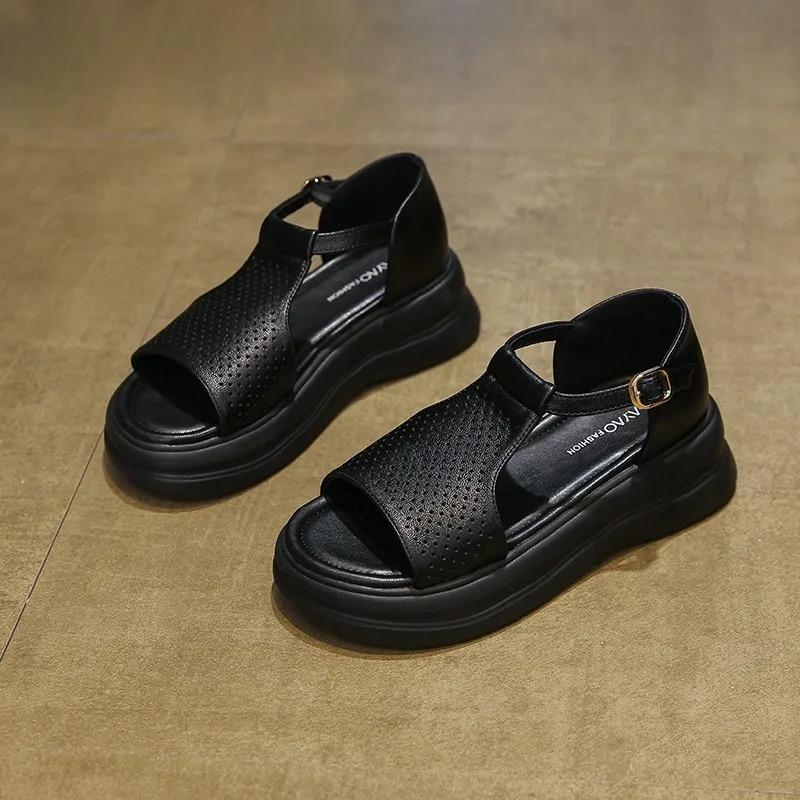 Fashion Summer Platform Women Sandals Designer Hollow Shoes 2025 Fashion Casual Slippers New Buckle Shoes Classic Dress Sandalias Mujer