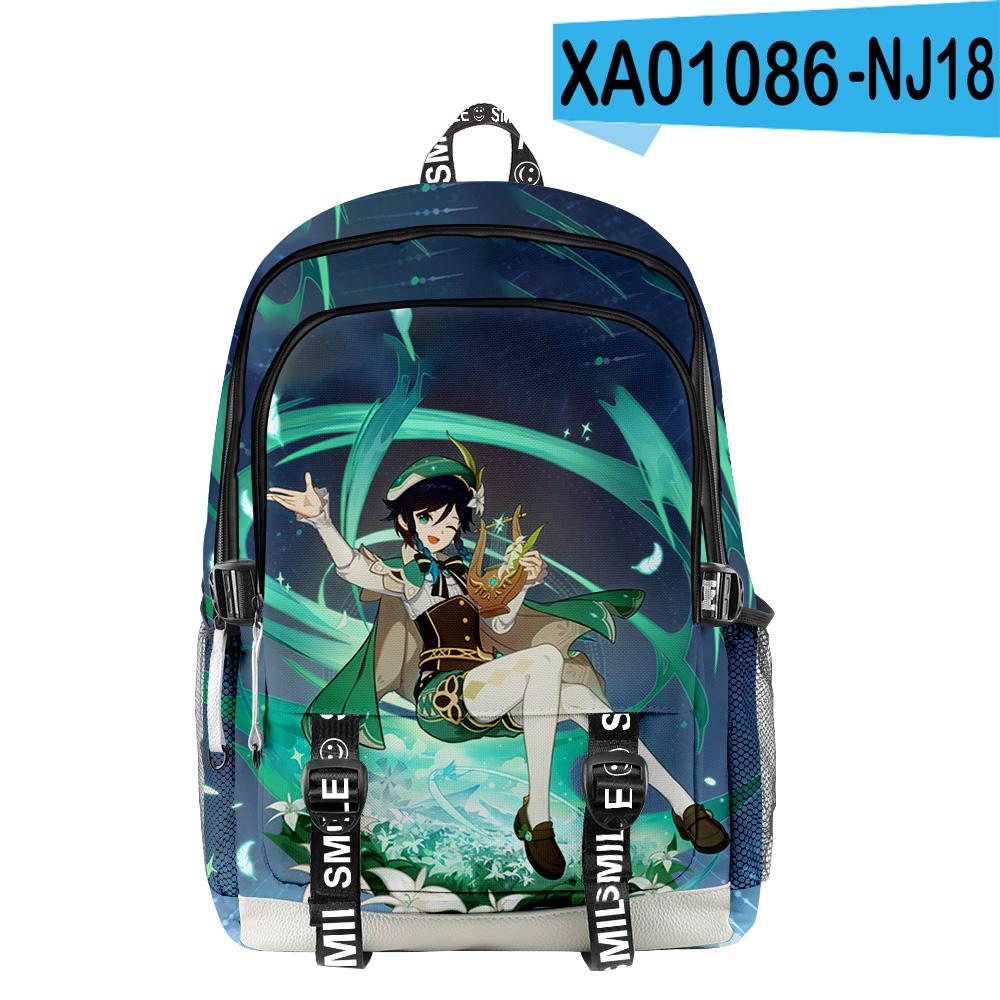 Classico Popolare Genshin Impact Venti Stampa 3D Zaini Scolastici Unisex Oxford Impermeabile Quaderno Multifunzione Zaino da Viaggio