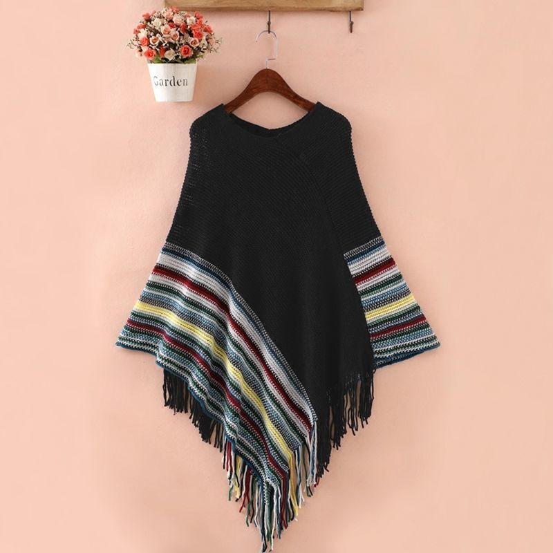 

Жіноча новинка солодка накидка з кейп в язана кофта чорний