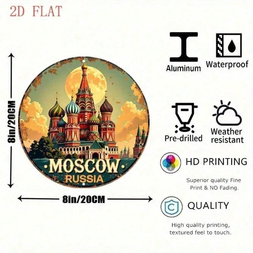 Moscow Kremlin St Basil Cathedral Metal Tin Sign Waterproof Wall Art Home Decor Plaque