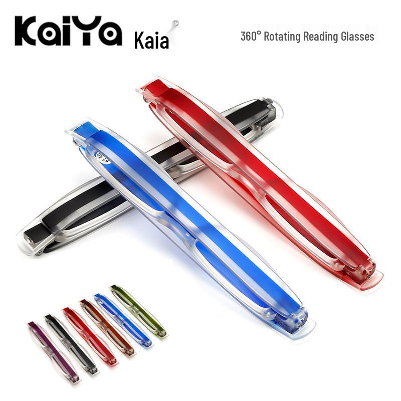 360° Rotating Folding Unisex Optical Reading Glasses with Pen Holder for Elders