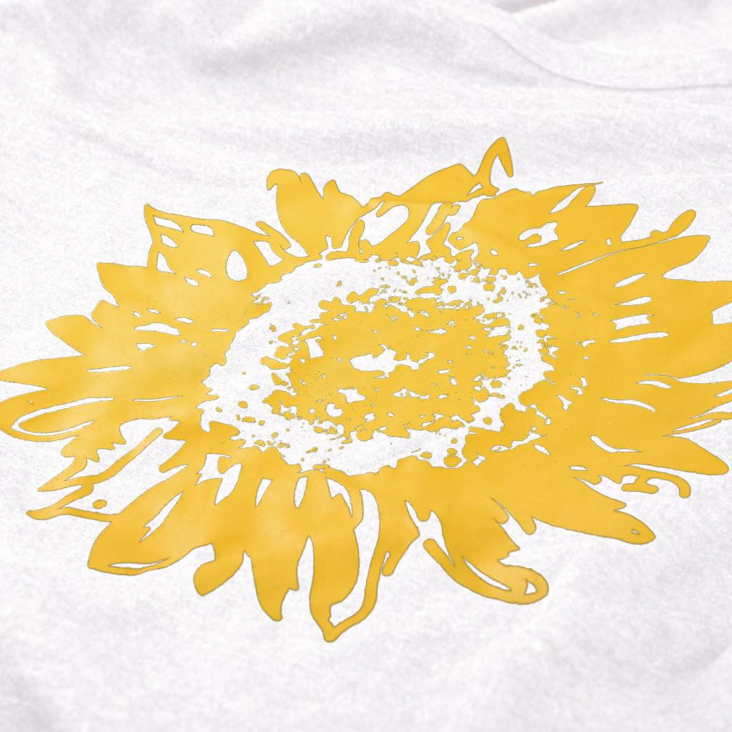 Womens Ladies Summer Sunflower Pattern Loose Round Neck Sleeveless T-shirt