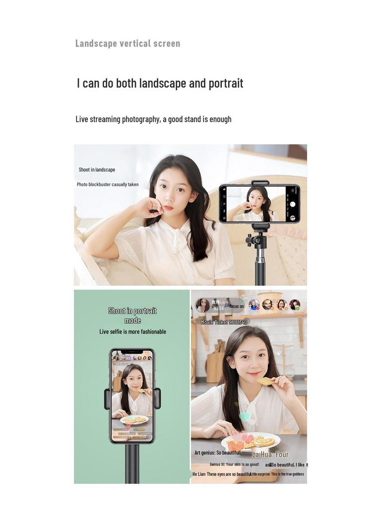 Telescopic Phone Holder Tripod for Live Streaming & Photography