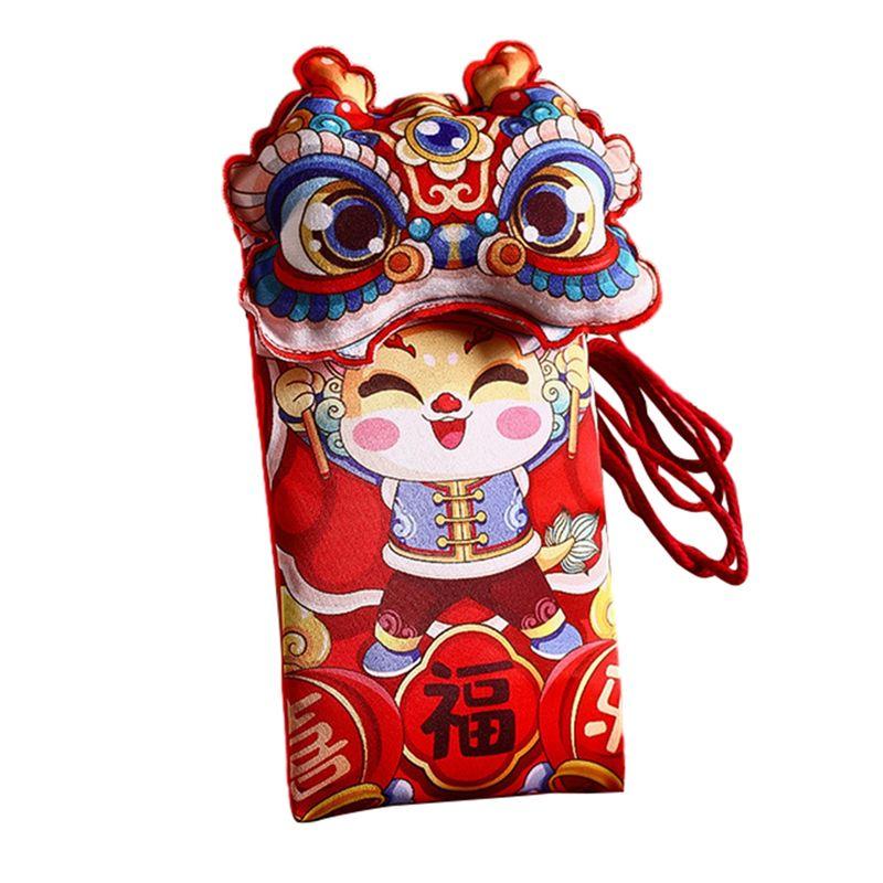 AEE4-2026 Dragon Year Chinese New Year Fabric Red Envelope Spring Festival Children s New Year Money Red Envelope