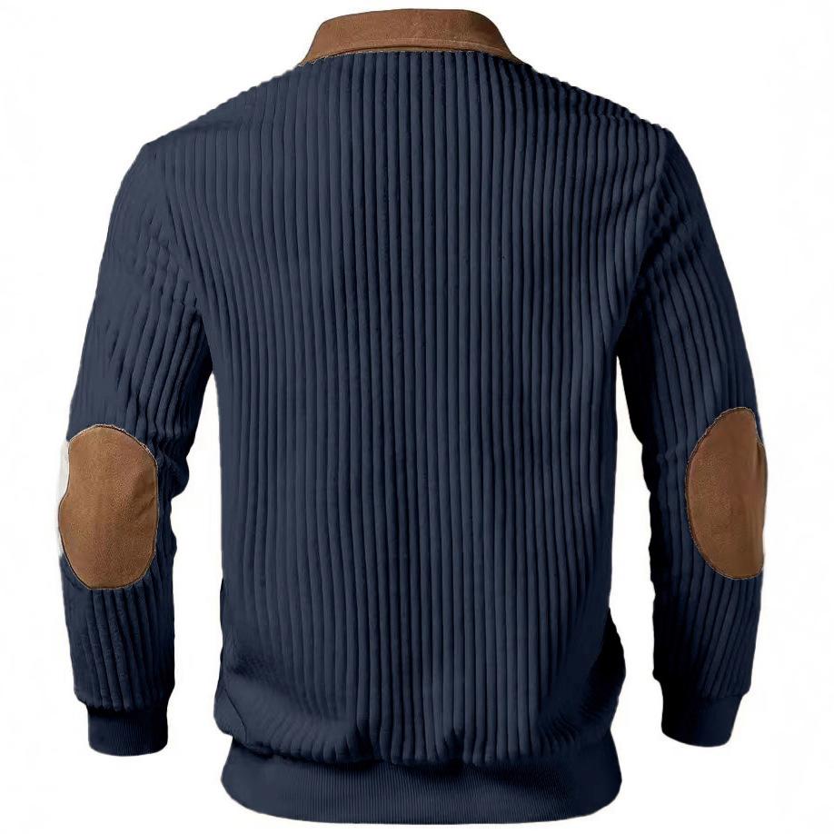 European Style Mens Knitwear Long Sleeve Patchwork Pullover Sweater Lapel Collar Casual Zipper Knitted Sweaters
