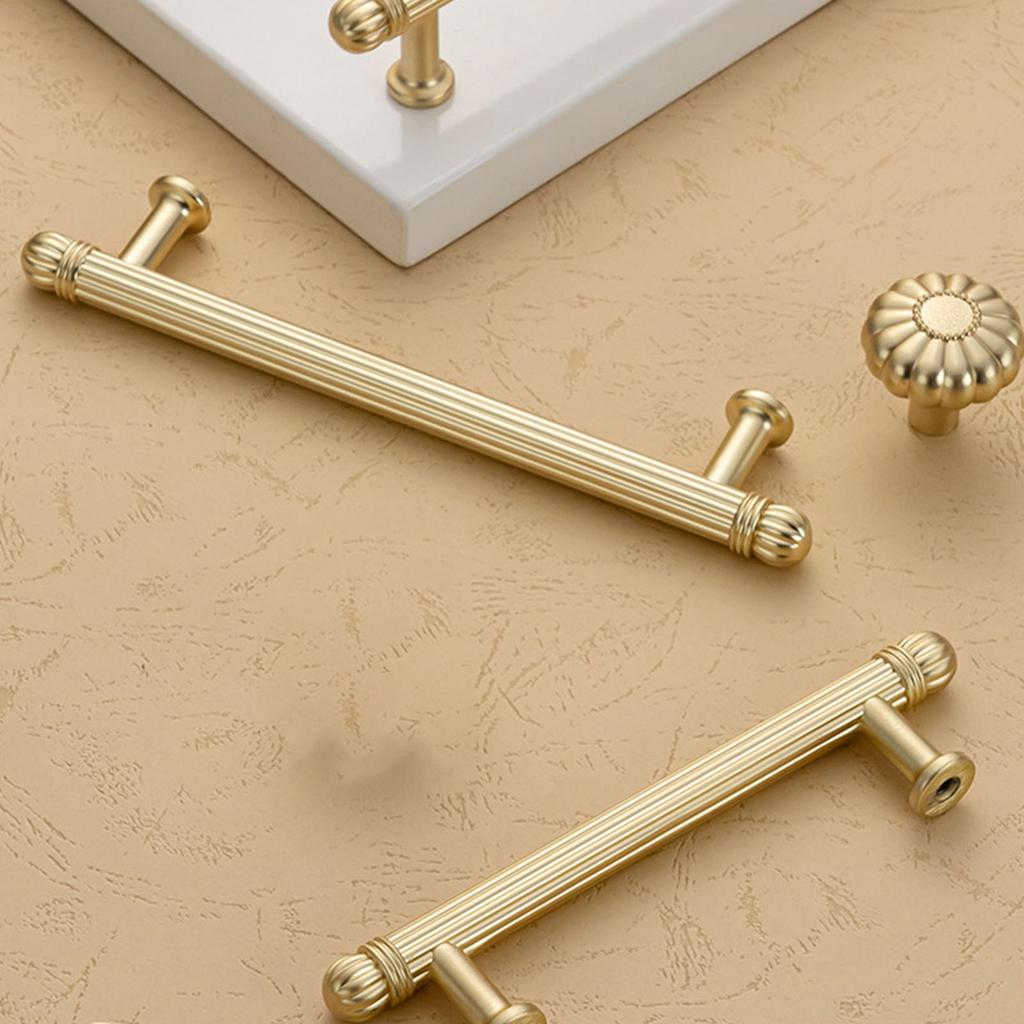 Pack of 2 Practical Brushed Gold Cabinet Handle Zinc Alloy Drawer Pull for Bedroom Bathroom Furniture Daily Use