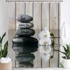 Zen Stone With Lotus Reflection In Water Shower Curtain, Bathroom Decorative Shower Curtain, Home Flowers Curtain With Hooks