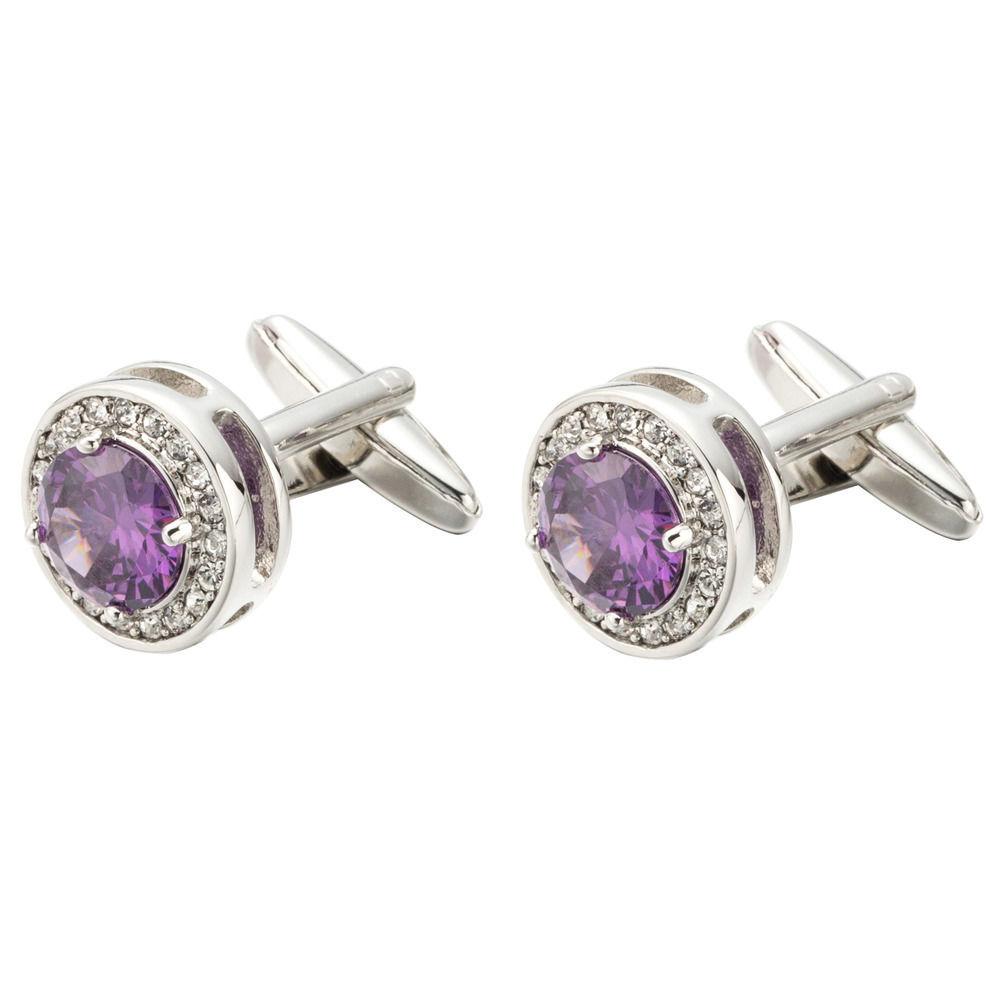 Neue französische Hemdmanschettenknöpfe, Amethyst-Ärmel, Diamant-Manschetten, Knöpfe Manschettenknopf 715