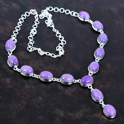 Collana di purpurite collana di pietra preziosa autentica collana in argento sterling 925 collana con catena regolabile gioielli in argento fatti a mano regali di fidanzamento