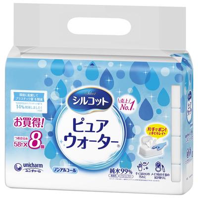 Silcot and Soft Wet Value 464 Pure Pure Refill [Thick Sheets] Wipes, Pack, Sheets, Water, 99% Water,