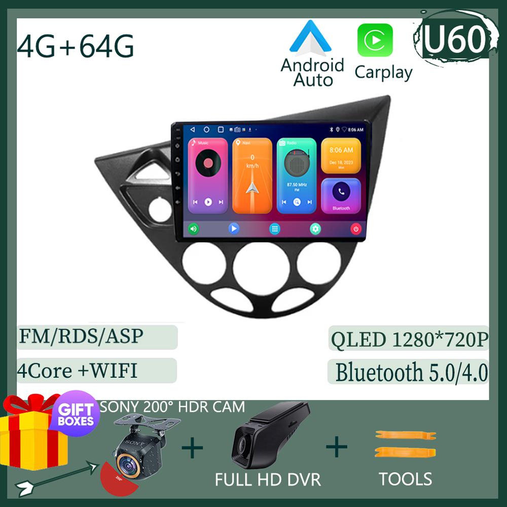Android 14 For Ford Fiesta 1995-2001 Focus MK1 1998-2004 5G WIFI BT Car Radio Multimedia Video Player Navigation GPS No 2Din dvd