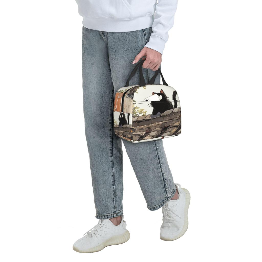 Black Cat Anime Lunch Bag with Insulated and Perfect for and Large Easy To Carry Pockets, Cooling, Commuting, School, Picnics, Men, Women, Students,