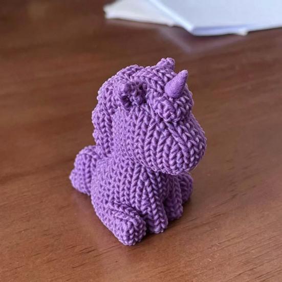 Creative Birthday Gifts for Girls 3D Printed Unicorn Figurine with Knitted Texture, Cute Compact Rainbow Colored Desk Decor Animal Statue, Desktop