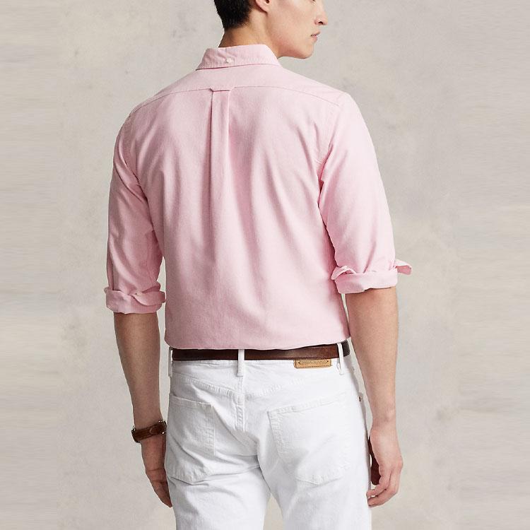 Polo Ralph Lauren Solid Color Long Sleeve Button Down Shirt With Chest Pocket Unisex Shirts Pink MNPOWOV16822179-650