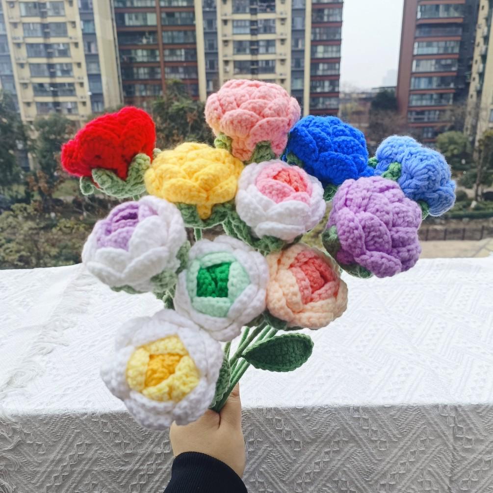 Pure Handmade Gradient Rose Crochet Bouquet - Valentine's & Mother's Day Creative Gift