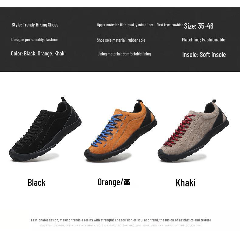 Chic Round Toe Hiking Shoes - Non-Slip, Low-Top Style for Women & Men