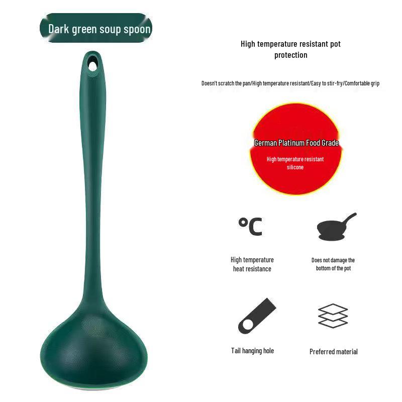 High-Temperature Resistant Silicone Spatula and Ladle Set - Anti-Scald, Slotted Design for Cooking